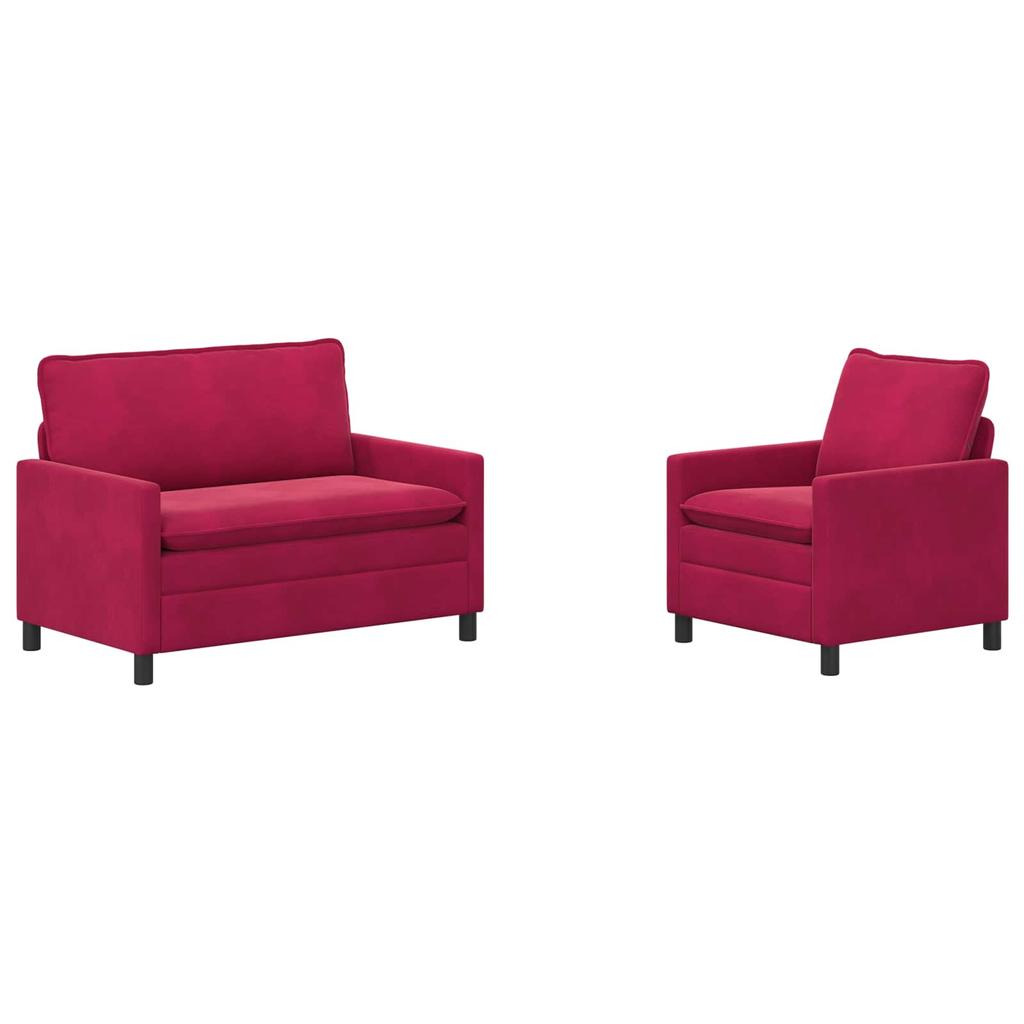 Sofa Set 2 pcs Burgundy Velvet