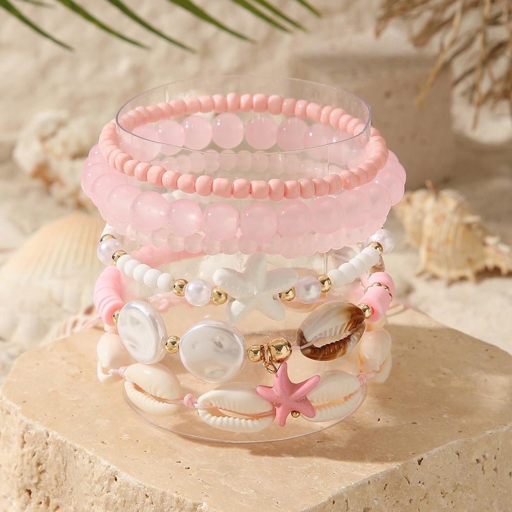 Starfish Multilayer Shell Bracelets Bohemian Wrap Charm Hand Chain New Conch Beaded Bangles Gifts