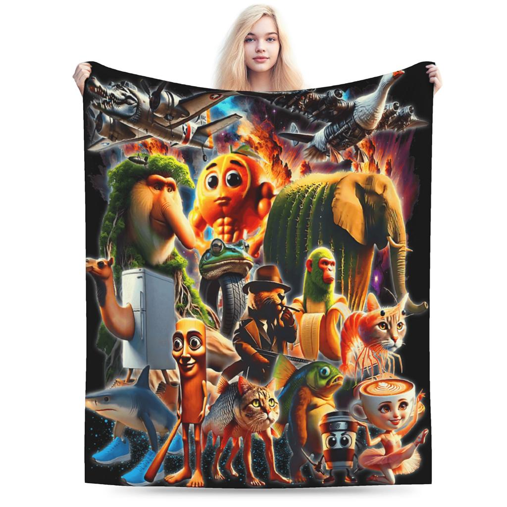 Tralalero Tralala Bootleg Funny Brainrot Italian Shark Meme TBlanket Warm Soft Bedding Throws Winter Couch Chair Bedspread