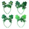 St. Patrick's Day Headband Glitter Shamrock Top Hat Hair Hoop Festive Clover Hairband for Women Girls Boys Parties Events Dress Up