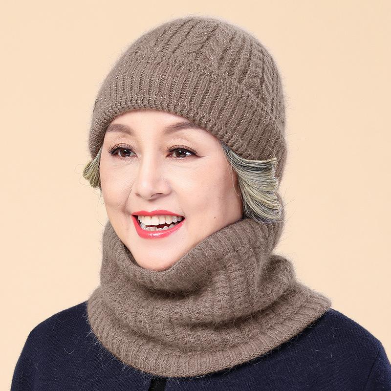 Middle Aged Mother Hat Winter Lady Warm Cold Old Lady Grandma Knitted Wool Hat Autumn and Winter