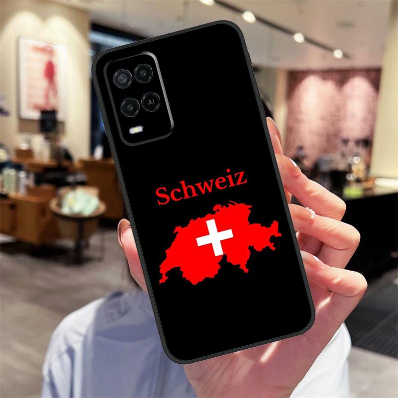 Switzerland Swiss Flag Case For Oppo A94 A74 A54 A18 A38 A58 A78 A98 A40 A60 A80 A16 A76 A96 A15 A17 A77 A57S Cover