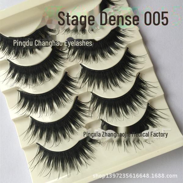 Smokey Makeup Cross Thick False Eyelashes - 5 Pairs, Black, Blue, Purple, Brown, Stage Series