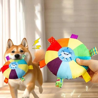 Забавные Радужные Плюшевые Летающие Тарелки Игрушки для Собак Уличные Интерактивные Тренировочные Игры Жевательная Игрушка Домашние Животные Летающие Диски Игрушки Аксессуары для Собак