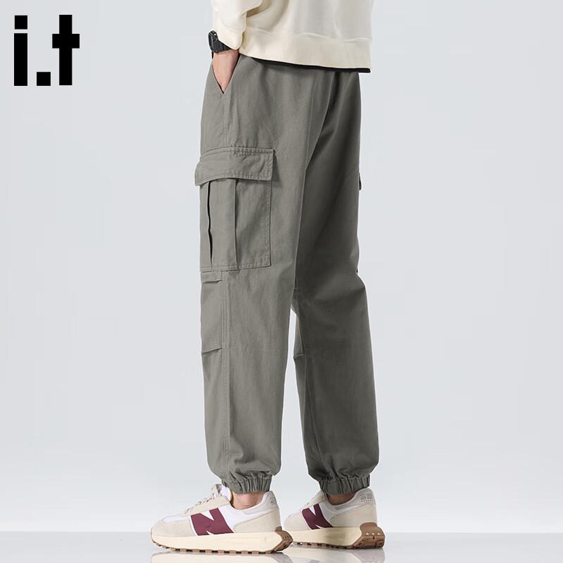 Men's Pleated Loose Cotton Cargo Ankle-Length Jogger Pants