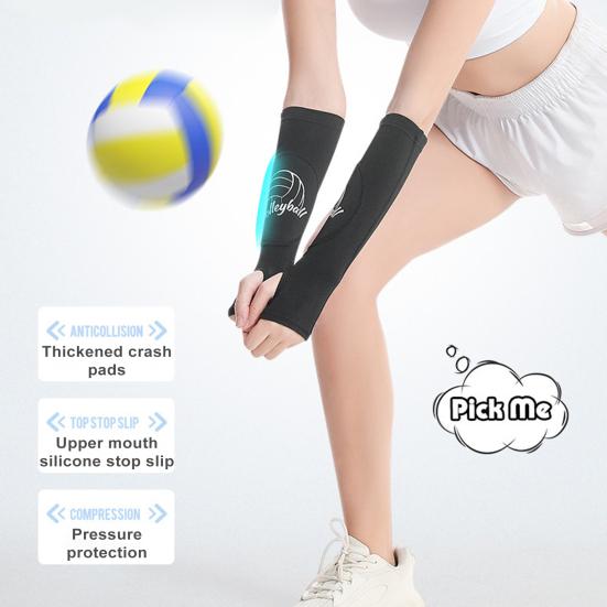 1 Pair Volleyball Arm Sleeves Reduces Strain Swelling Elbow Support Compression Sleeve with Thumbhole Outdoor Basketball Cycling Mountaineering