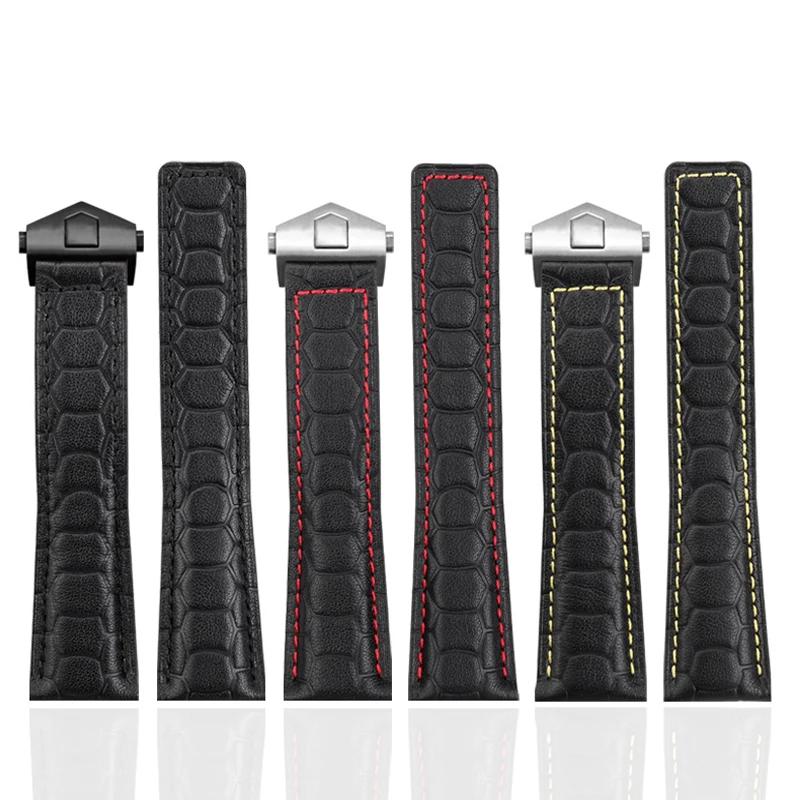22 мм Ремешок из коровьей кожи Для часов Heuer F1 Racing WatchBand Aquaracer 300 Складная застежка Ремень для часов Carrera Мужской ремешок для часов TAG Heuer Браслет