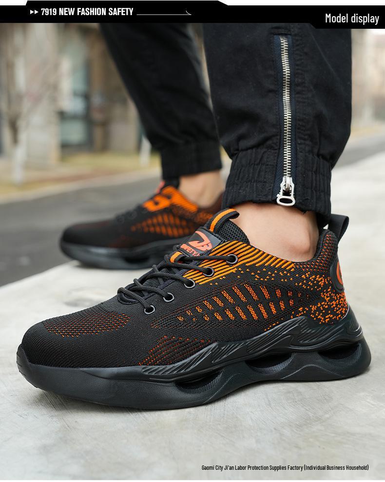 Рабочие ботинки Flyknit из износостойкого материала с защитным металлическим подноском - Мужские, противоударные, проколобезопасные, с мягкой подошвой, удобные