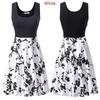 Womens Retro Floral Print Sleeveless Cotton Dress With Round Neck For Summer Vintage Style