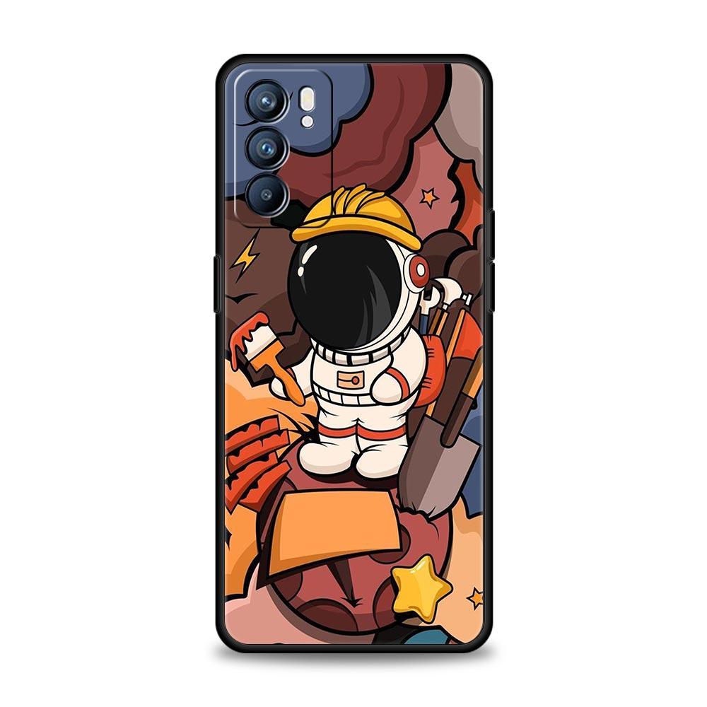 Мультяшный Милый Чехол Космонавт Для Телефона Oppo Reno 13 12 11 10 7 F Find X5 X6 A98 A80 A79 A78 A57 A54 A31 A17 Pro 5G Мягкий ТПУ Чехол