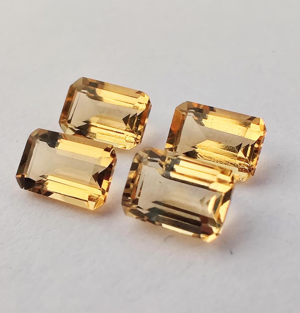 Лот из 4 камней, натуральный ограненный цитрин изумрудной огранки, россыпью, для изготовления ювелирных изделий, 3,50 карата, размер 7x5 мм.