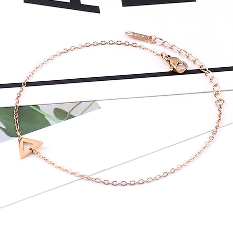 Популярный женский браслет из титановой стали с треугольным розовым золотом и нержавеющей сталью