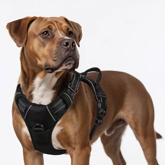 Шлейка для собаки с ручкой, дышащая, регулируемая, с мягкой подкладкой, светоотражающая, не тянущая, с передней клипсой для прогулок, тренировок, охоты