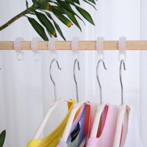 Yorkereynom Hanger Stoppers, Pack of 50, Clothes Drying Hooks, Hanger Catches, Hanger Hooks, Hanger Holders for Clothes Drying Pole, Plastic, 25mm-30m