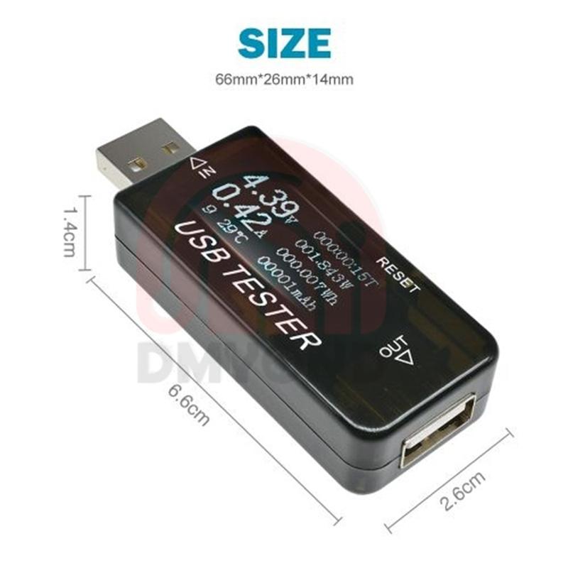 6 in 1 USB Tester Digital Voltmeter Ammeter LCD Current Voltage Charger Capacity Tester Detector Power Bank Wattmeter Indicator