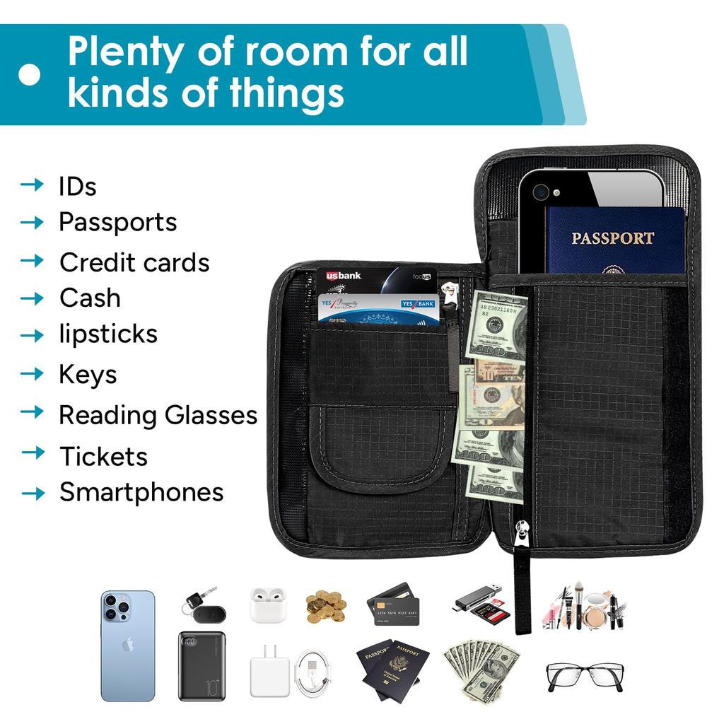 Паспорт паспорт висящий от безопасности большой заграничный паспорт безопасность паспорт удобный черный [travel inspira] чехол, чехол, шея, анти-скимминг,