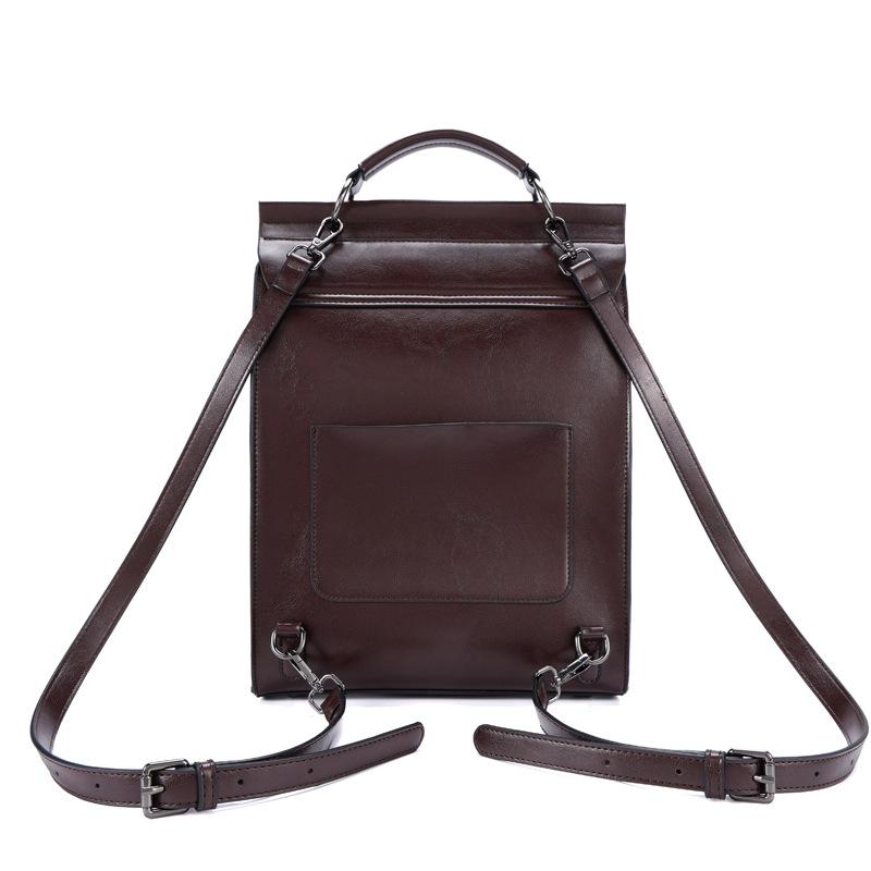 Genuine Leather Preppy Backpack Vintage Commuter Bag Cowhide Backpack for College Students