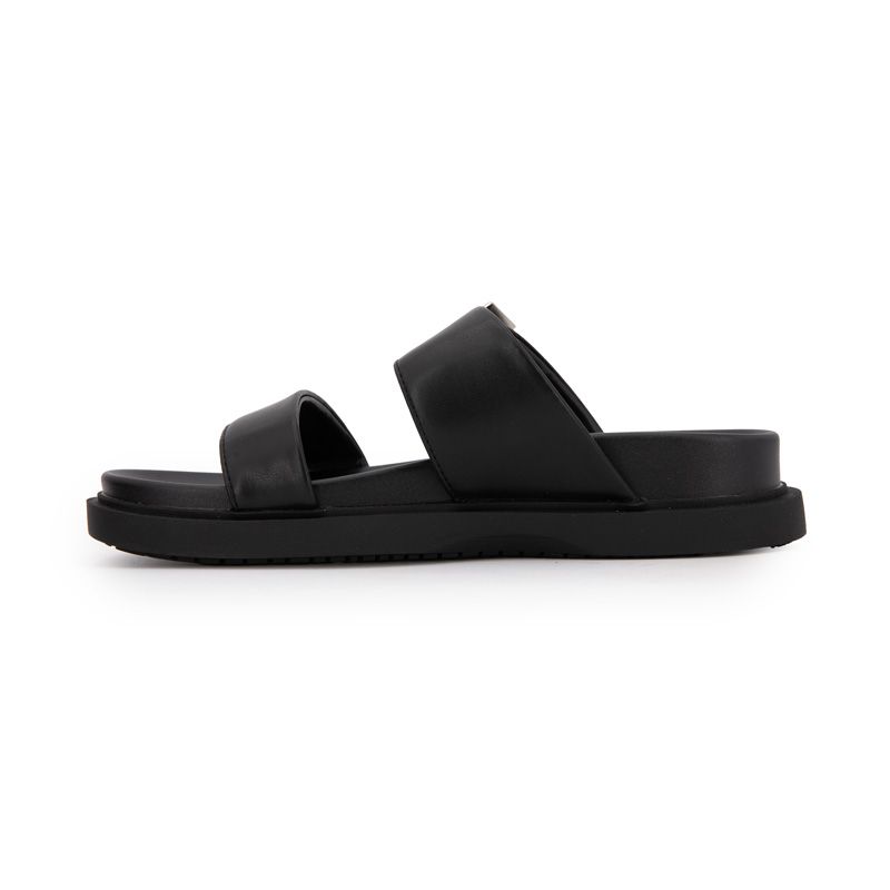 Черные мюли комфорт с серебристой пряжкой с двойным ремешком Женские US POLO