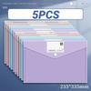 5/20Pack Plastic Envelopes , Clear Document A4 Size File Folder with Label Pocket, School Office Supplies Organization Storage