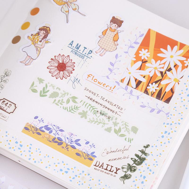 Креативные прозрачные наклейки васи-ленты с языком цветов для DIY украшения и ведения журнала, подарочная коробка