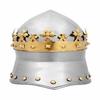Royal Handicraft Knight Templar Helmet With King Crown: Medieval Crusader Costume Armor Helmet Collectible Gifts Cosplay