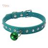 SLP PET GOODs Adjustable Dog Crystal Crystal Stone Bell Collar Rivets Faux Leather Neck Strap