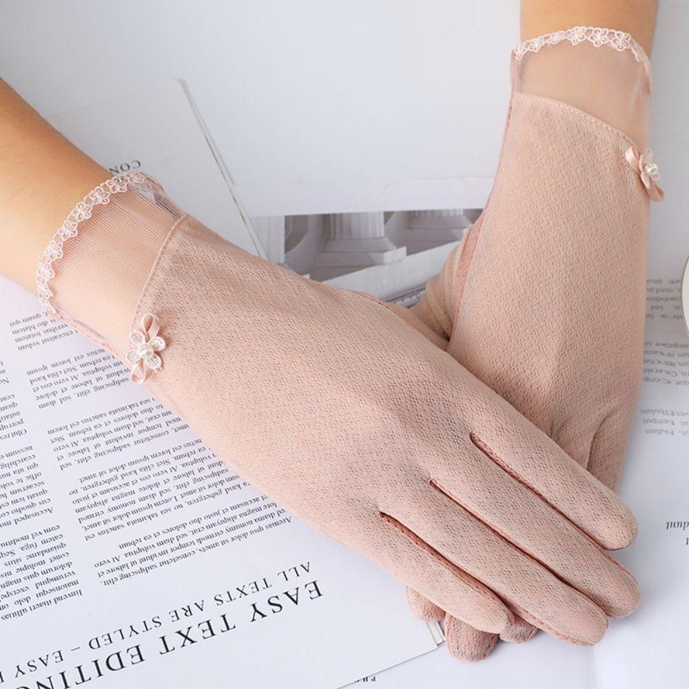 Non-slip Female Sunscreen Gloves Full Finger Cycling Gloves New Ice Silk Gloves Summer