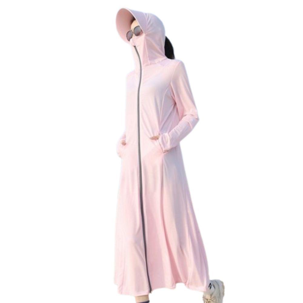 Солнцезащитное длинное пальто Ice Silk с капюшоном, солнцезащитная длинная куртка, удобное платье с защитой от УФ-излучения для женщин