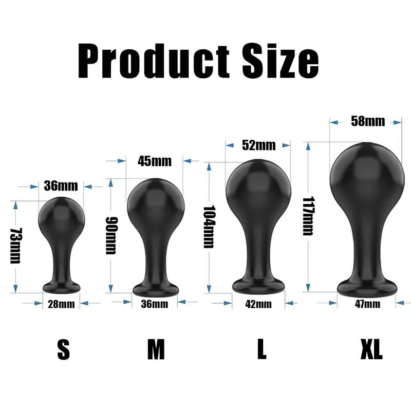 Soft Jelly Anal Plug Training Set, Round Head Beginner Butt Plug Kit in Multiple Sizes and Colors, Smooth Flexible Anal Sex Toy