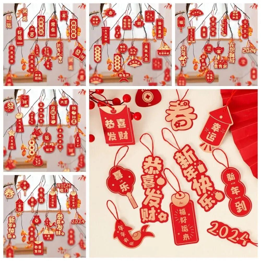 16PCS Spring Festival Blessing Card Hanging Ornament Potted Plant Decoration Snake New Year Decor