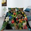 3D Christmas Bedding Holiday Decoration Quilt Cover Pillowcase 2 or 3 Double Bed Single Bed Full Size Soft Washable Zipper Home Decoration