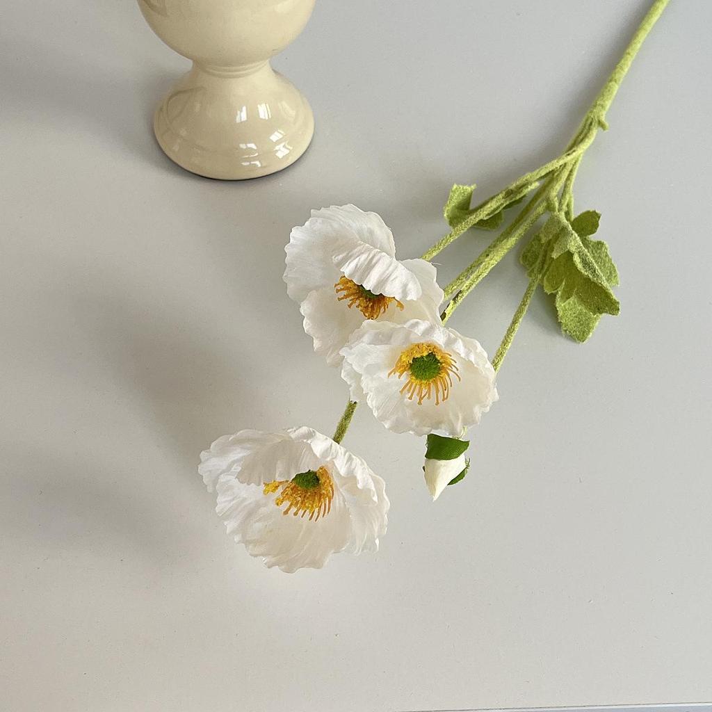 Silk Flocked Poppy Artificial Flowers for Wedding, Home Décor, and Photography Props