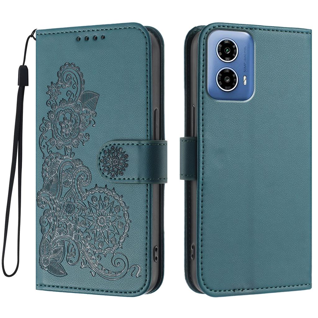 For Motorola Moto G45 5G/Motorola Moto G34 5G Phone Cases Mandala Flower Leather Wallet Mobile Cover with Strap