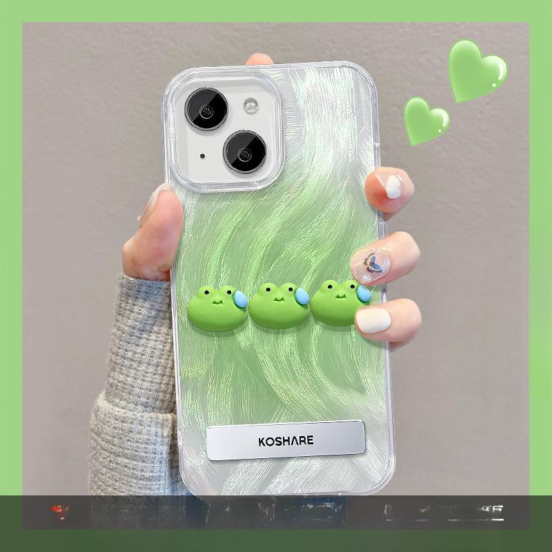 Подходит для Apple 15pm Чехол для мобильного телефона Летний iPhone 14 Sweat Frog Doll Невидимый кронштейн 13 Перо пряжа IMD