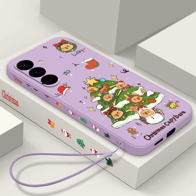 Чехол с рисунком рождественской елки для Samsung Galaxy S25 S24 Ultra S23 S22 Plus S21 FE A15 A16 A17 A26 A35 A36 A54 A55 A56 5G Чехол-шнурок Фунда