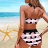 Женский купальник с подвеской на шее и волнистым принтом, бикини с коротким топом, купальник
