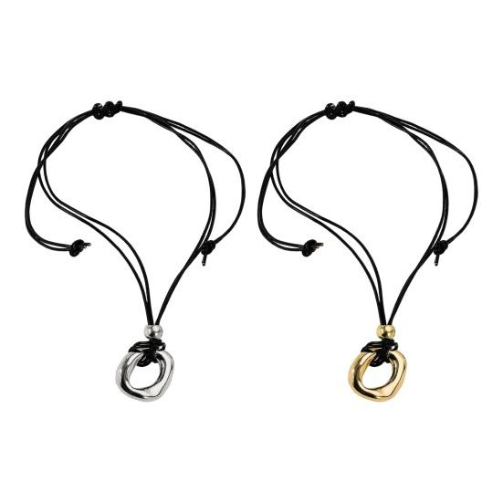 Женское ожерелье с подвеской из искусственной кожи, регулируемый неровный круглый кулон, завязывающийся узел, устойчивый к ржавчине, полированная поверхность, клубная вечеринка, чокер, шейное украшение