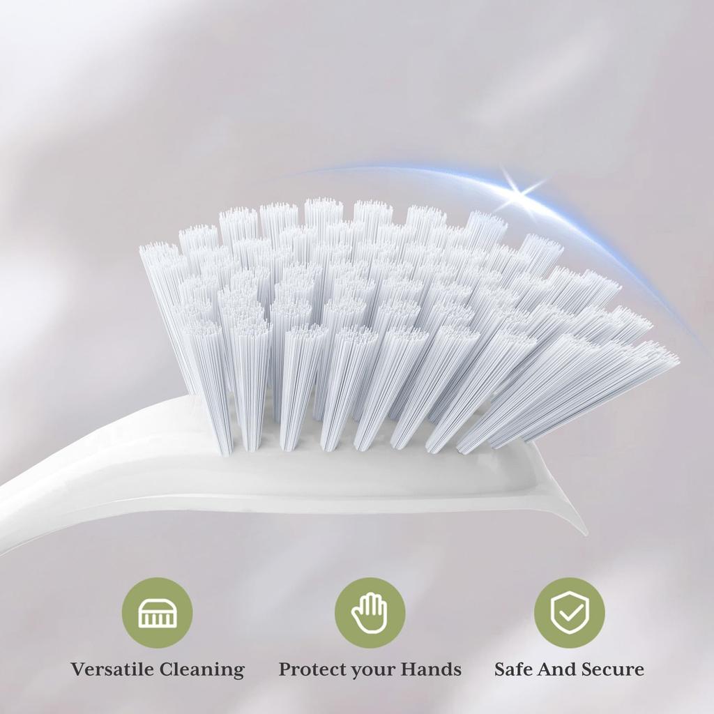 Dish Brush with Handle, 2 Pack Kitchen Scrub Brushes for Cleaning, Dish Scrubber with Stiff Bristles for Sink, Pots, Pans
