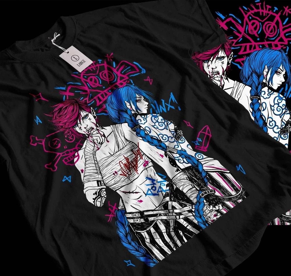 Jinx Arcane TShirt Japanese Anime Cartoon Jinx Arcane Graphic TShirt 060