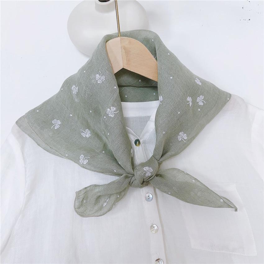 Clearance Welfare Retro Linen Square Scarf Literary And Versatile Women'S Summer Neck Protection Cotton And Linen Small Silk Scarf Scarf Printed Model