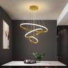 Modern Double 3 Ring LED Chandelier Lamp (Warm White, Gold) Without Remote