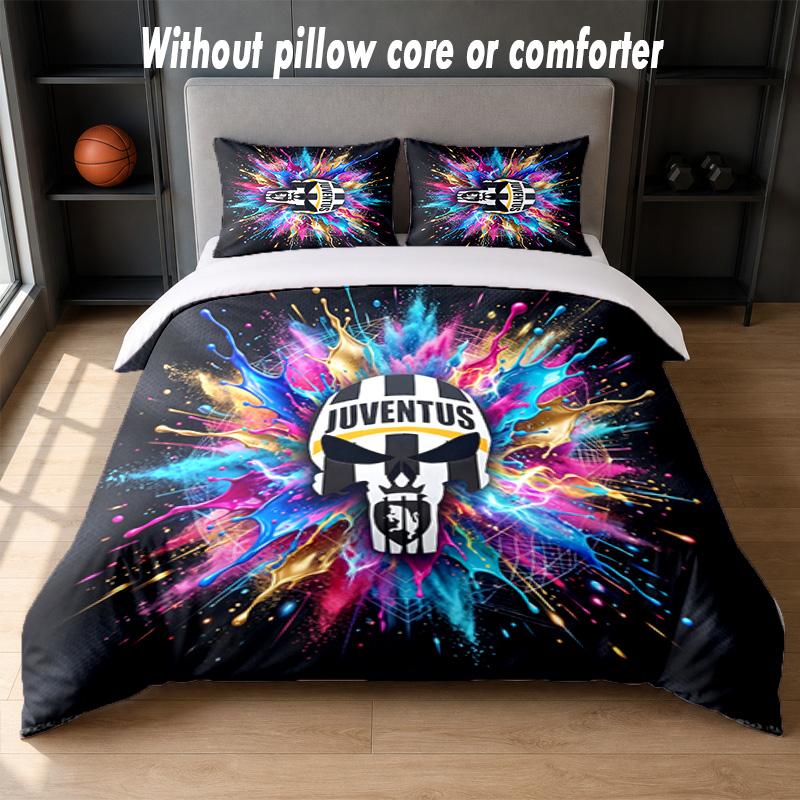 Juventus FC Design Bed Bedding Set 1 Duvet Cover + 2 Pillowcases Soft Breathable Household Bed Linens