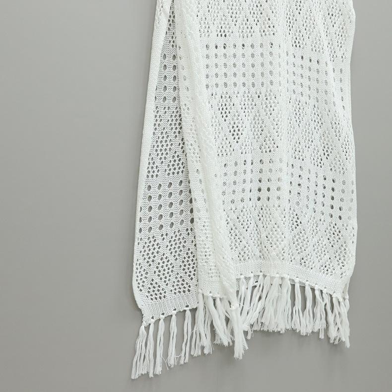 Летний жилет, вязаное сексуальное платье с v-образным вырезом, темпераментное свободное пляжное платье без рукавов