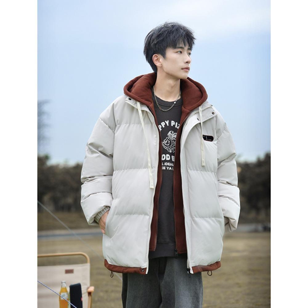 Поддельное двухслойное пальто, утепленное пальто для мужчин на осень и зиму, новое свободное теплое пуховое пальто, утолщенная утепленная куртка