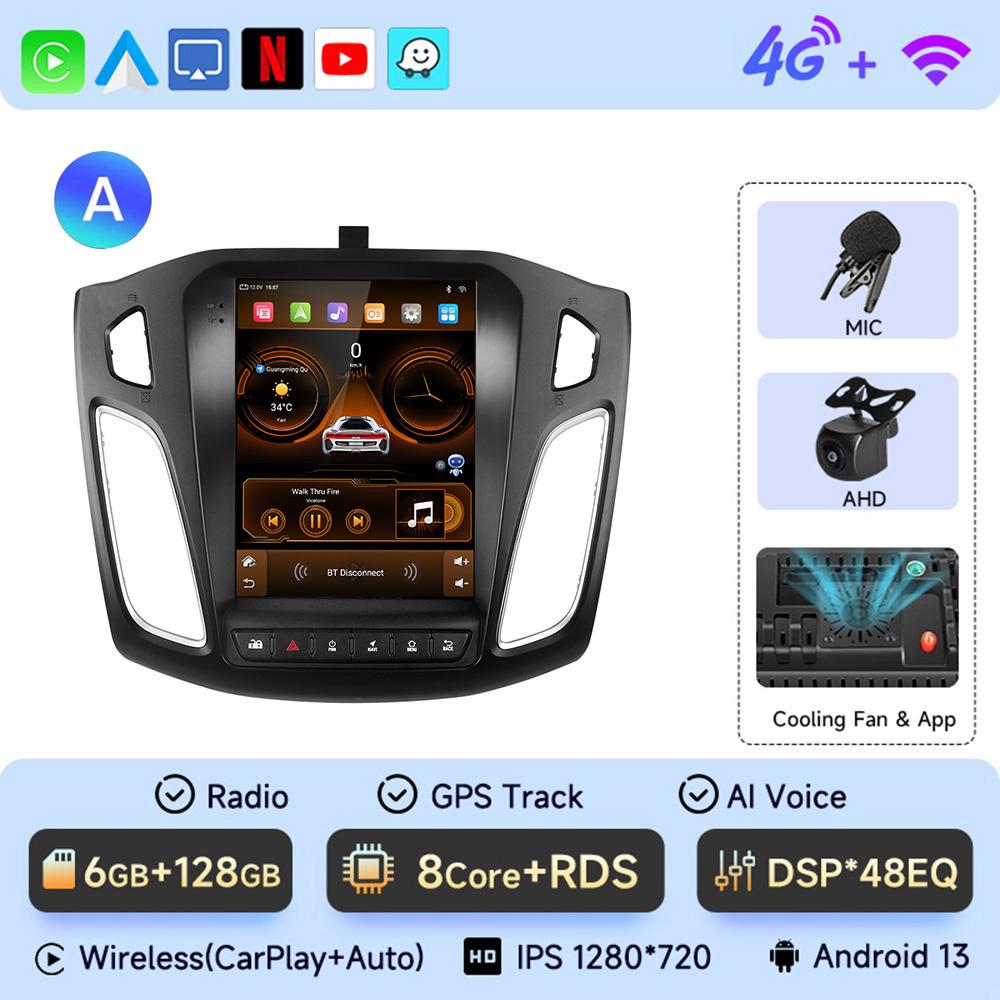 JIUYIN 2 Din 9.7" Android 13 Carplay Автомагнитола для Ford Focus 3 Mk 3 2011 2012 - 2019 Мультимедийный плеер 2Din GPS Автомагнитола DVD