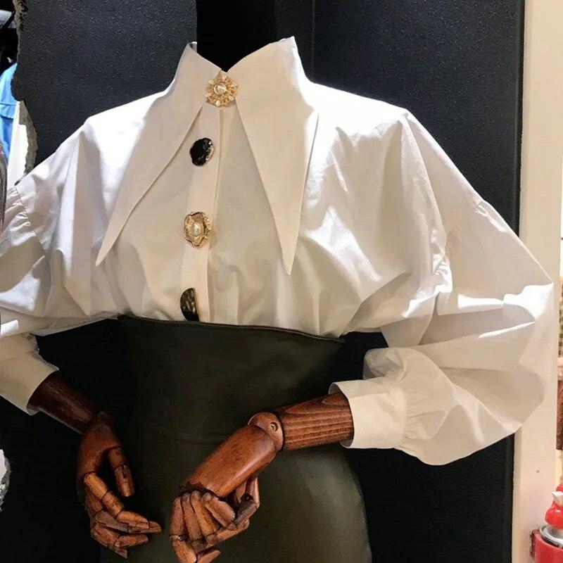 2023 Autumn Comfort Womens Shirt Turn Down Collar Fashion Lady Blouse All-match Long-sleeved Shirt Clothing 15630