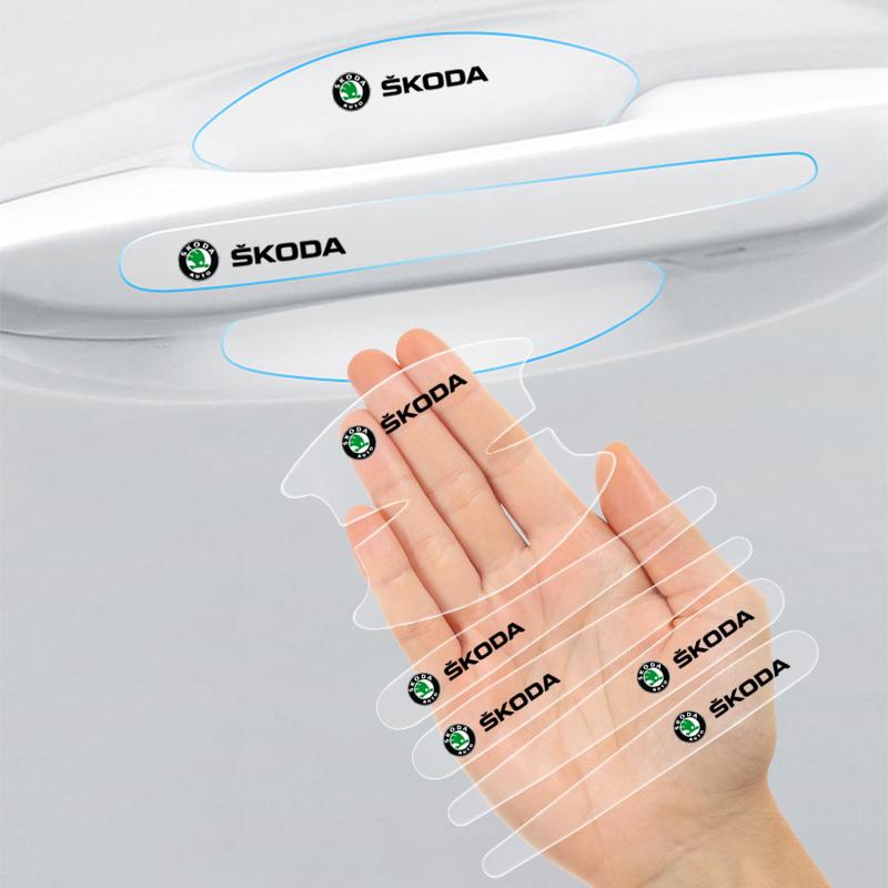 2025 New 8PCS Transparent Protective Stickers for Car Door Handle For Skoda Octavia Rapid Kodiaq Karoq Fabia Kamiq Superb Deriva
