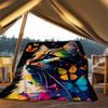 1pc Colorful Cat Art Print Outdoor Blanket, Lightweight Polyester,