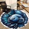 1pc Betta Fish Print Carpet for Office Non Slip, Round Carpet, Soft & Comfortable, Carpet for Office, Lightweight Round Floor Mat