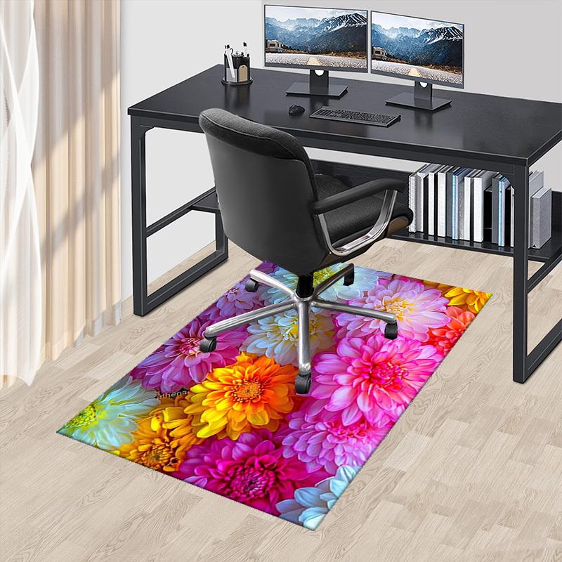 1pc Athena's Colorful Flower Office Chair Mat - Festive Gift for Home and Workplace, Suitable for All Seasons.P012